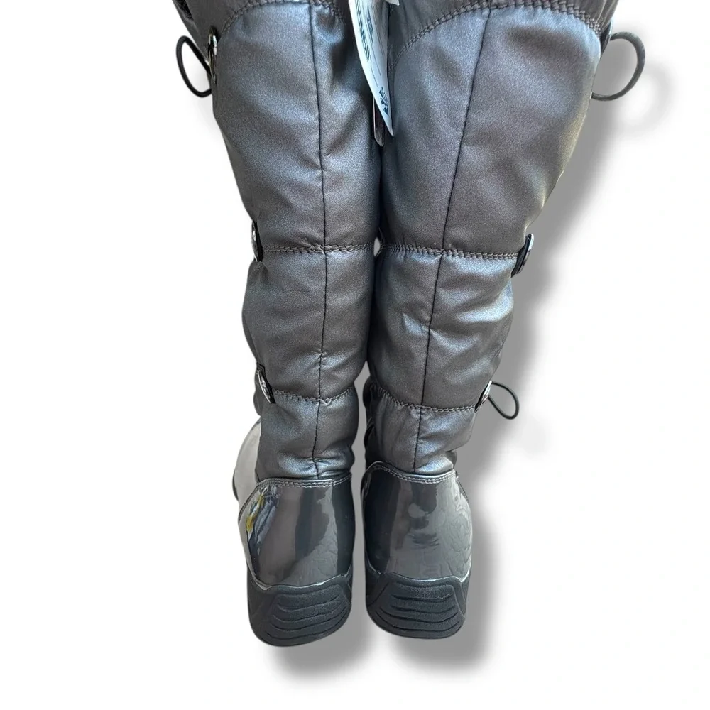 Khombu Thermolite Women Metallic‎ Charcoal Gray Puffer Winter Boots Size 9.5